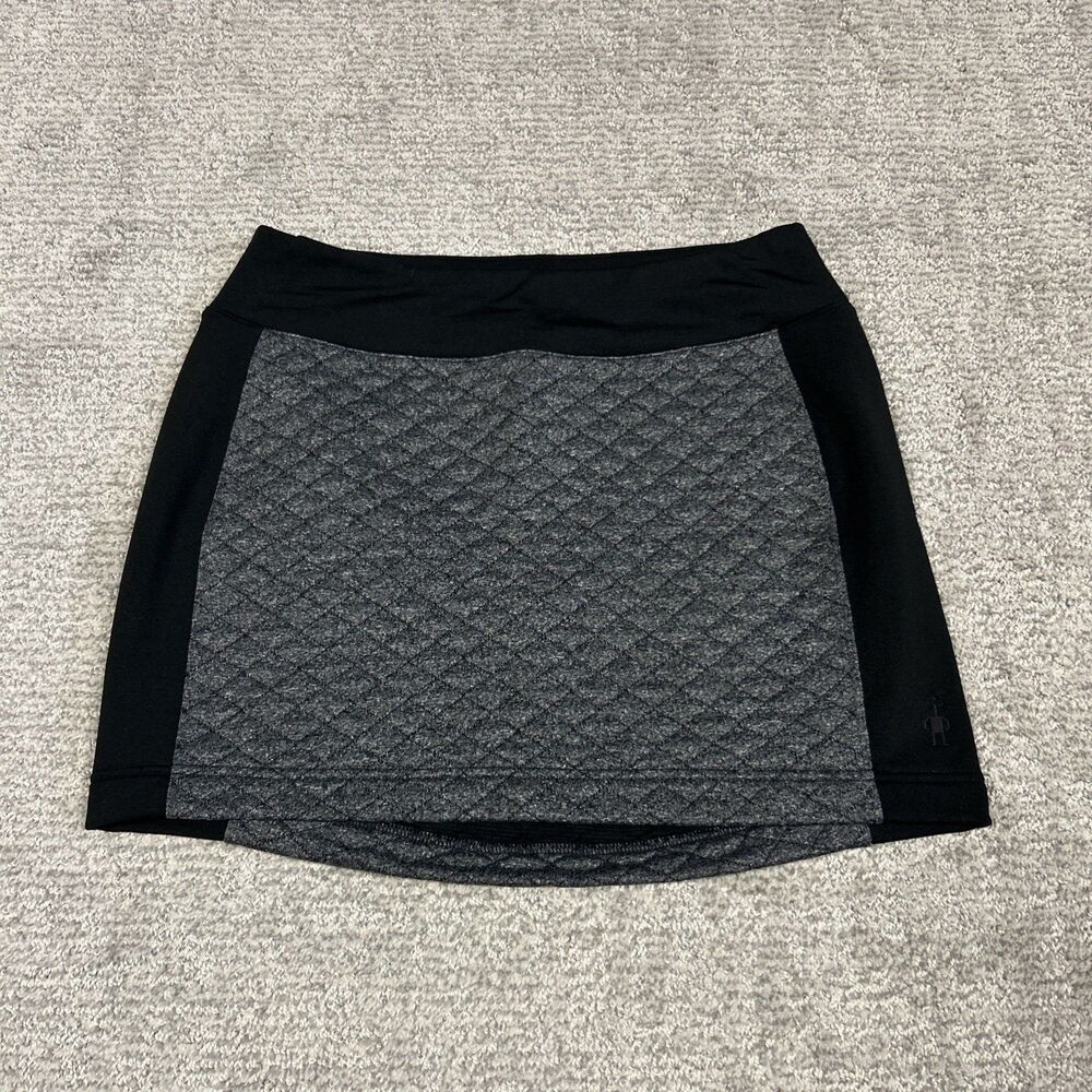Smartwool Skirt Womens Small Diamond Peak Quilted Pull-On Black Gray Wool Blend